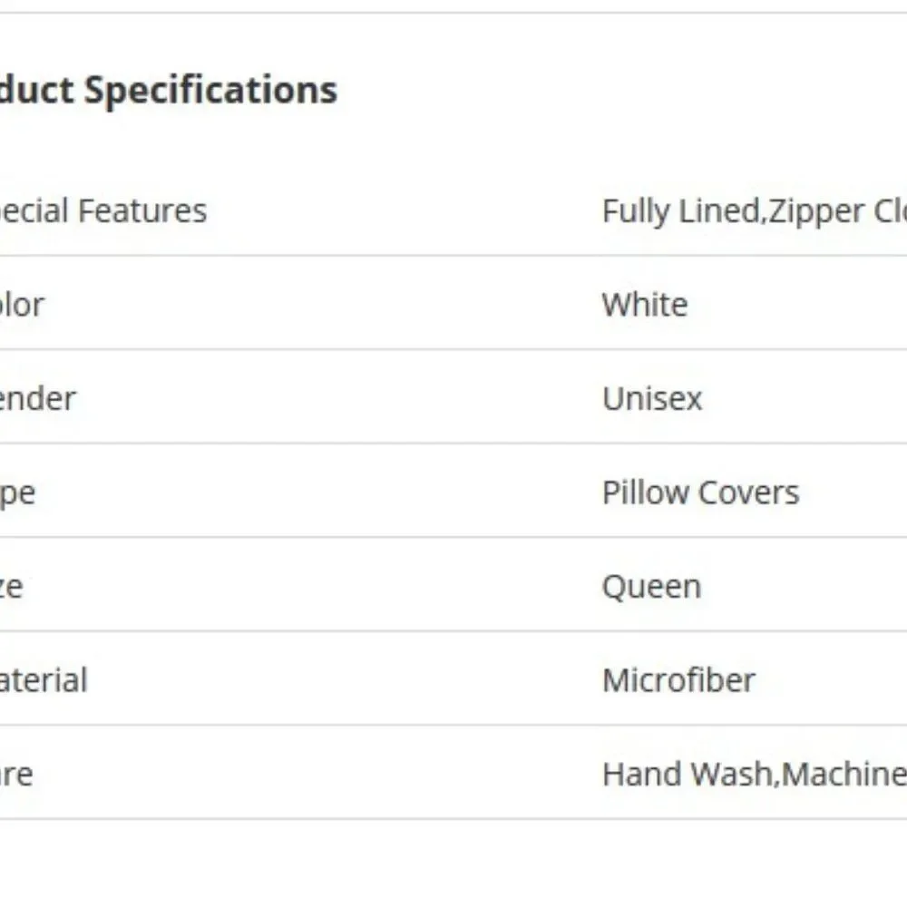 White Down Alternative Pillow COVERS Queen